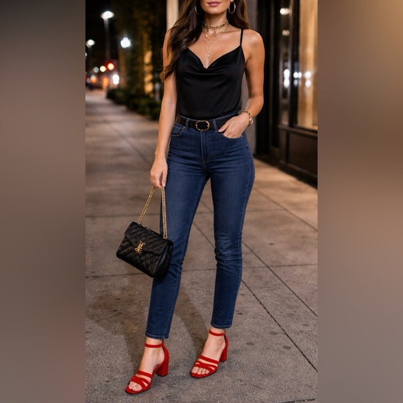 New Scarlet RED GEOX Suede Mid Heel Sandal - Picture 2 of 13